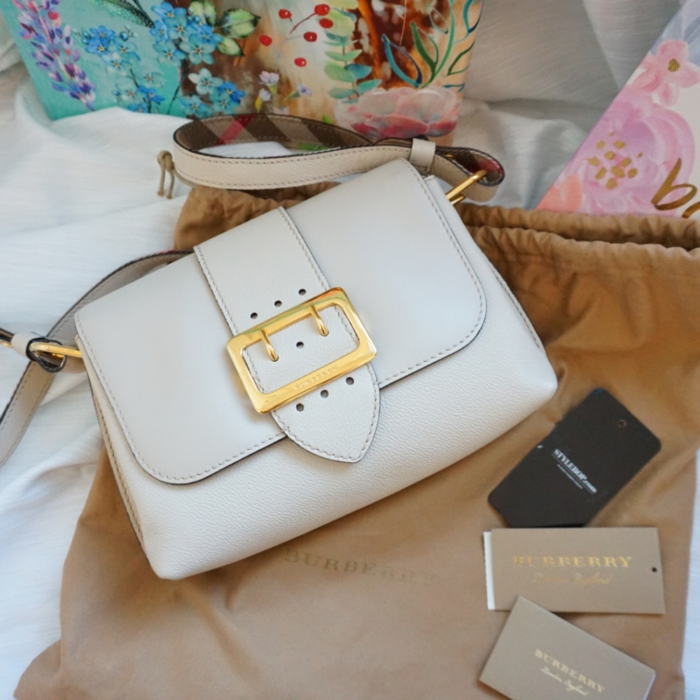 Auth Burberry buckle bag small flap